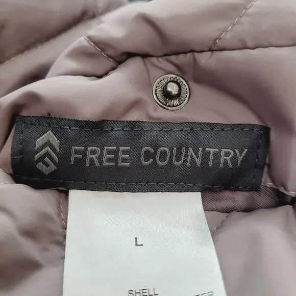 NWT Free Country Taupe Quilted Faux Fur Reversible Zip Puffer Vest Size L - Picture 10 of 13